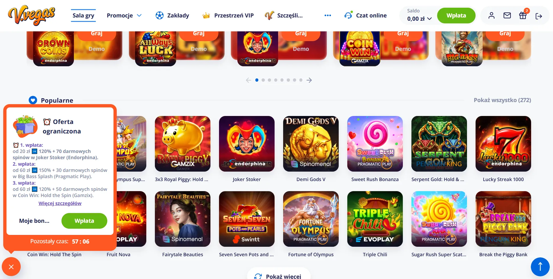 Gry, w których można wykorzystać Vulkan Vegas bonus